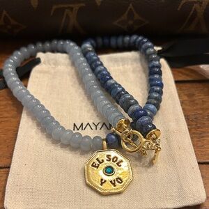 Mayamar El SOL Y YO the Sun and I Lapis Beaded Necklace pendant